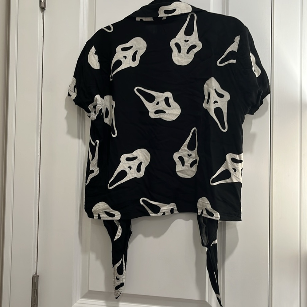 Scream Ghostface Button-Down Crop Top - image 3